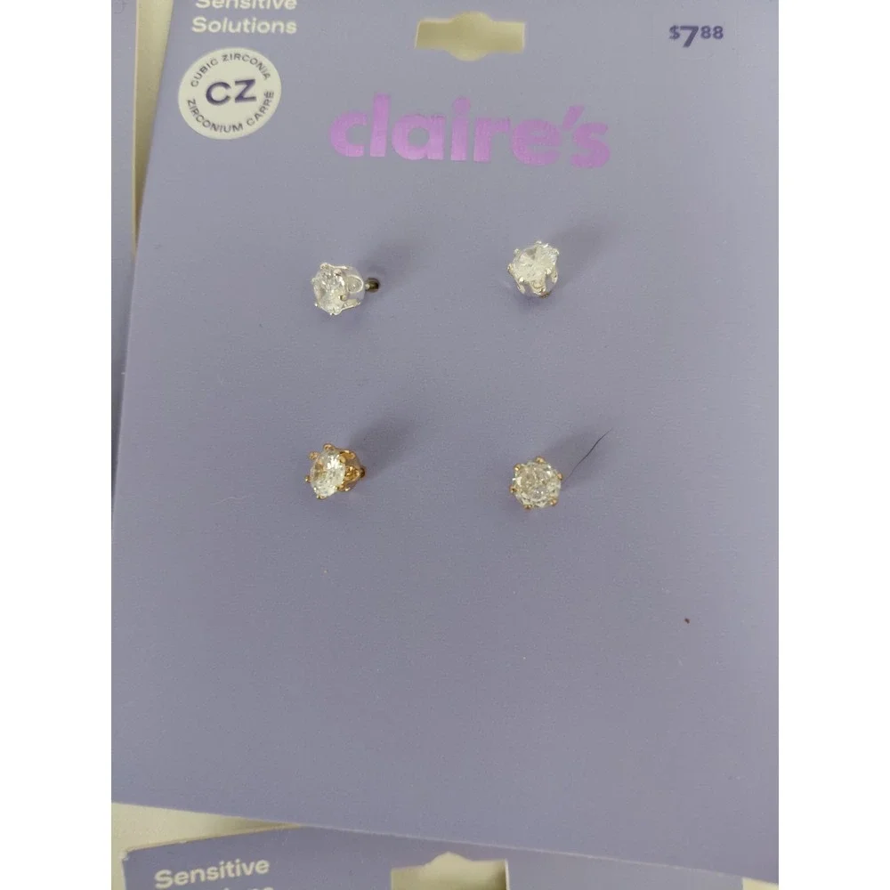 HUGE Lot Claire's Earrings Silver Gold 16 Pair $53 value Sensitive Solutions NWT